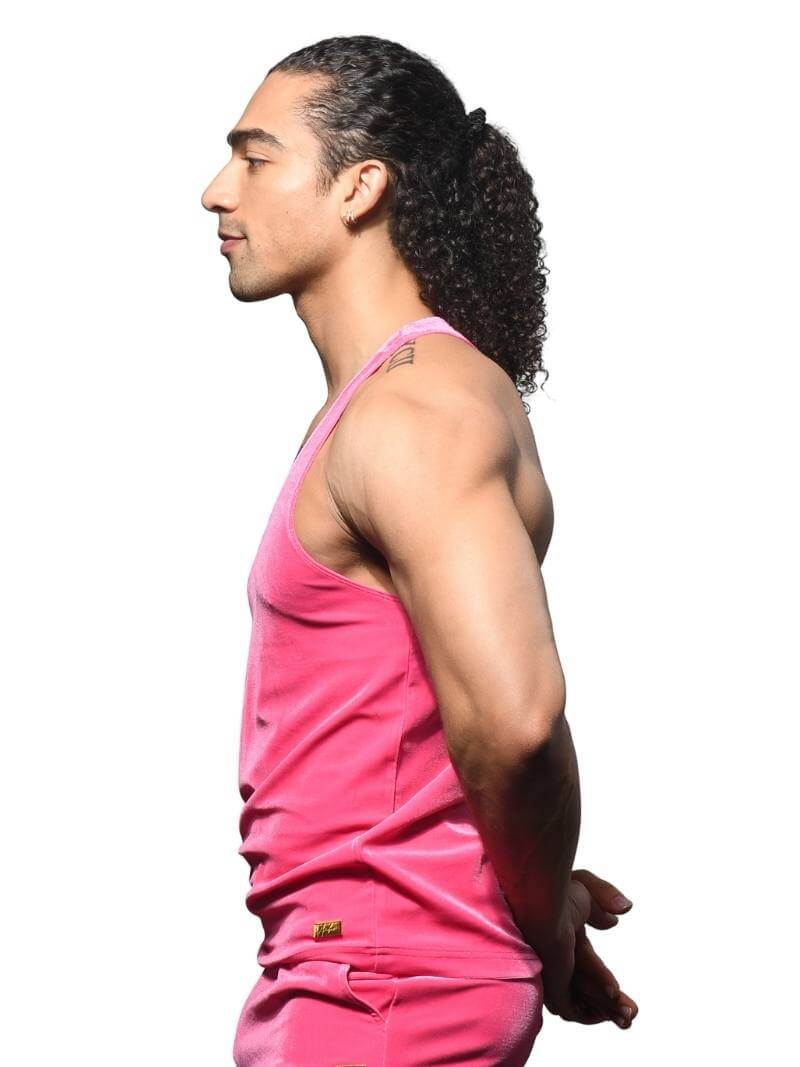Andrew Christian Y2K Paris Vest: Vibrant Pink Velvet - Image 3