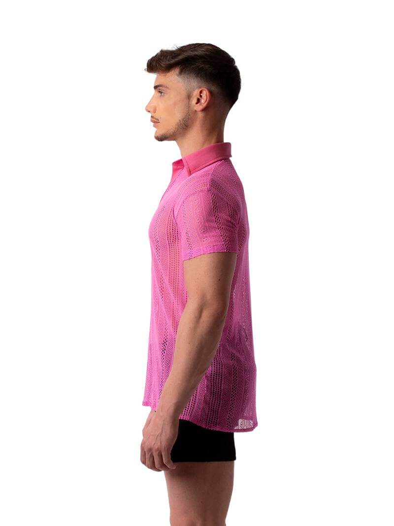 BARCODE Berlin Grigor Polo Shirt: Crochet Lace Pattern - Image 3