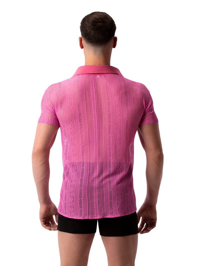 BARCODE Berlin Grigor Polo Shirt: Crochet Lace Pattern - Image 4