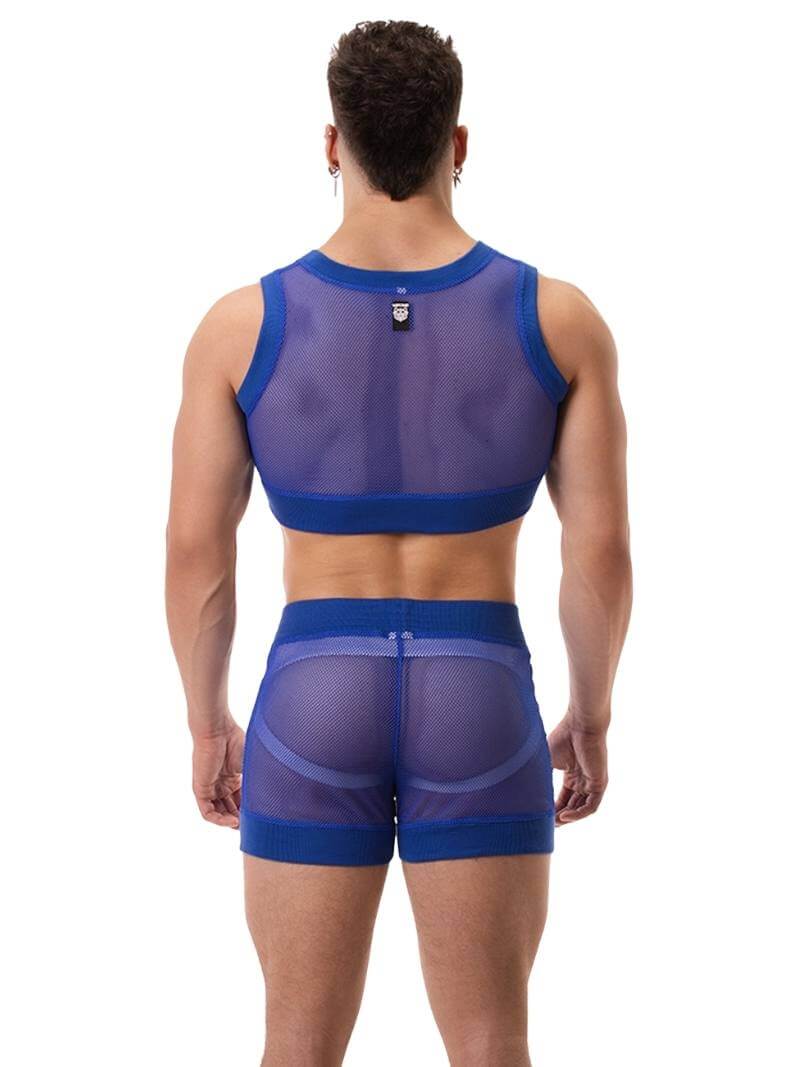 BARCODE Berlin Yasin Royal Blue Mesh Crop Top - Image 4