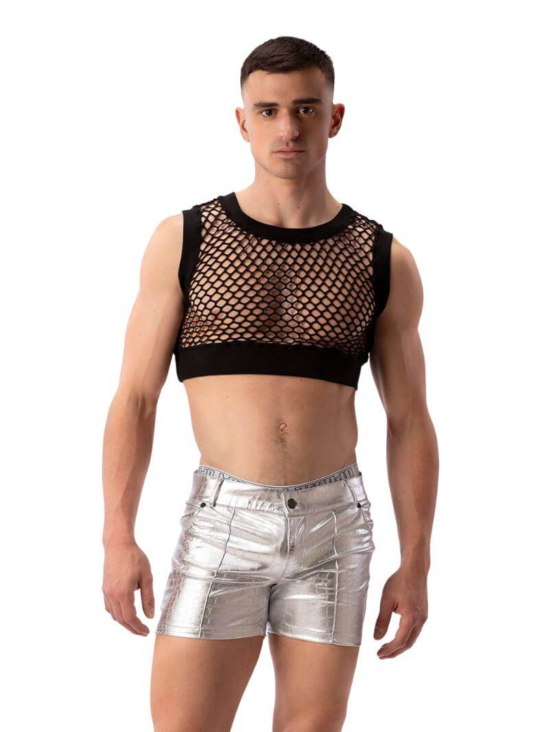 BARCODE Berlin Planet Silver Foiled Party Short - Image 3