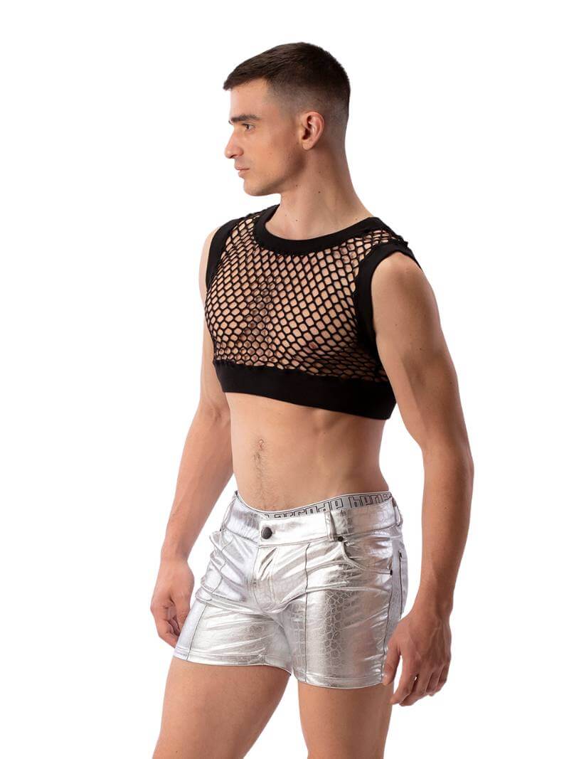 BARCODE Berlin Planet Silver Foiled Party Short - Image 4