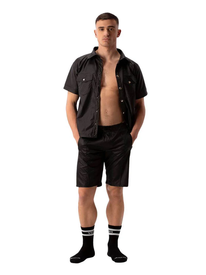 BARCODE Berlin Teluo Shirt: Faux Leather, Short Sleeves - Image 4