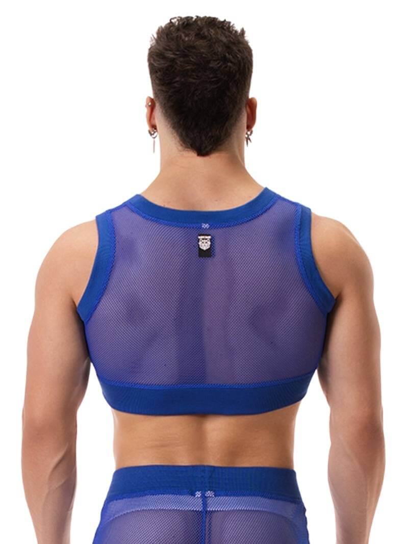 BARCODE Berlin Yasin Royal Blue Mesh Crop Top - Image 6