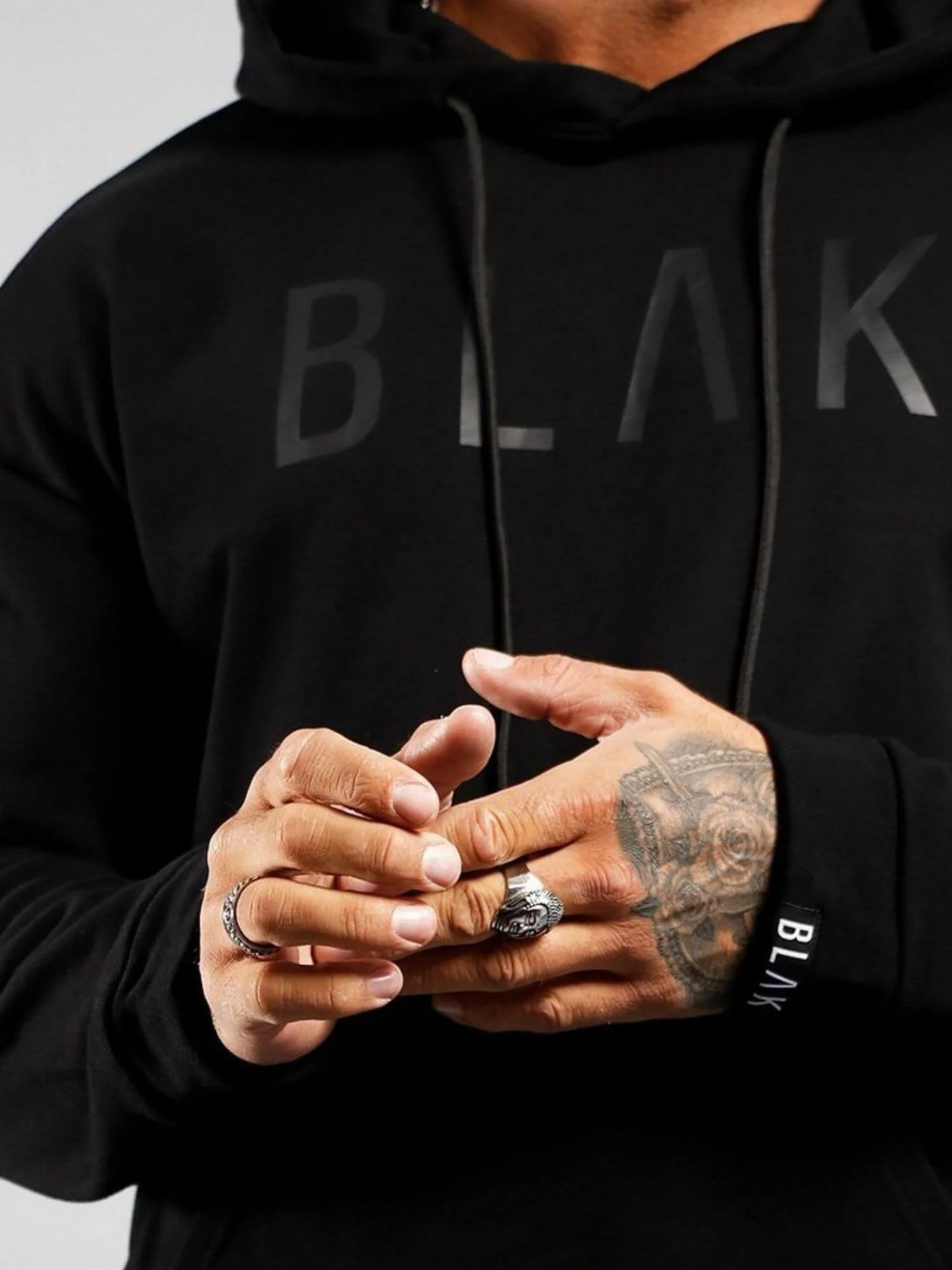BLAK Cotton Boxy-Style Hoodie with Large Chest Logo - Image 2