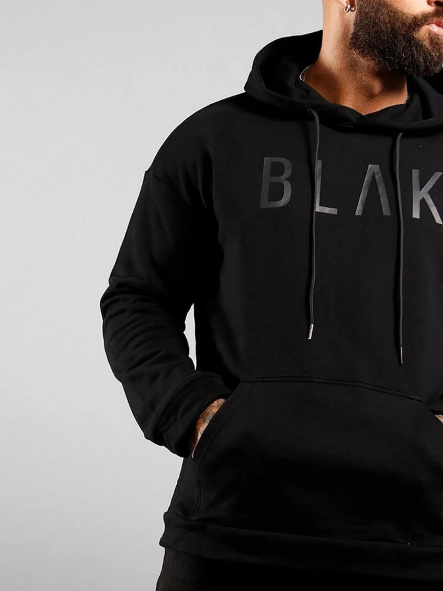BLAK Cotton Boxy-Style Hoodie with Large Chest Logo - Image 3