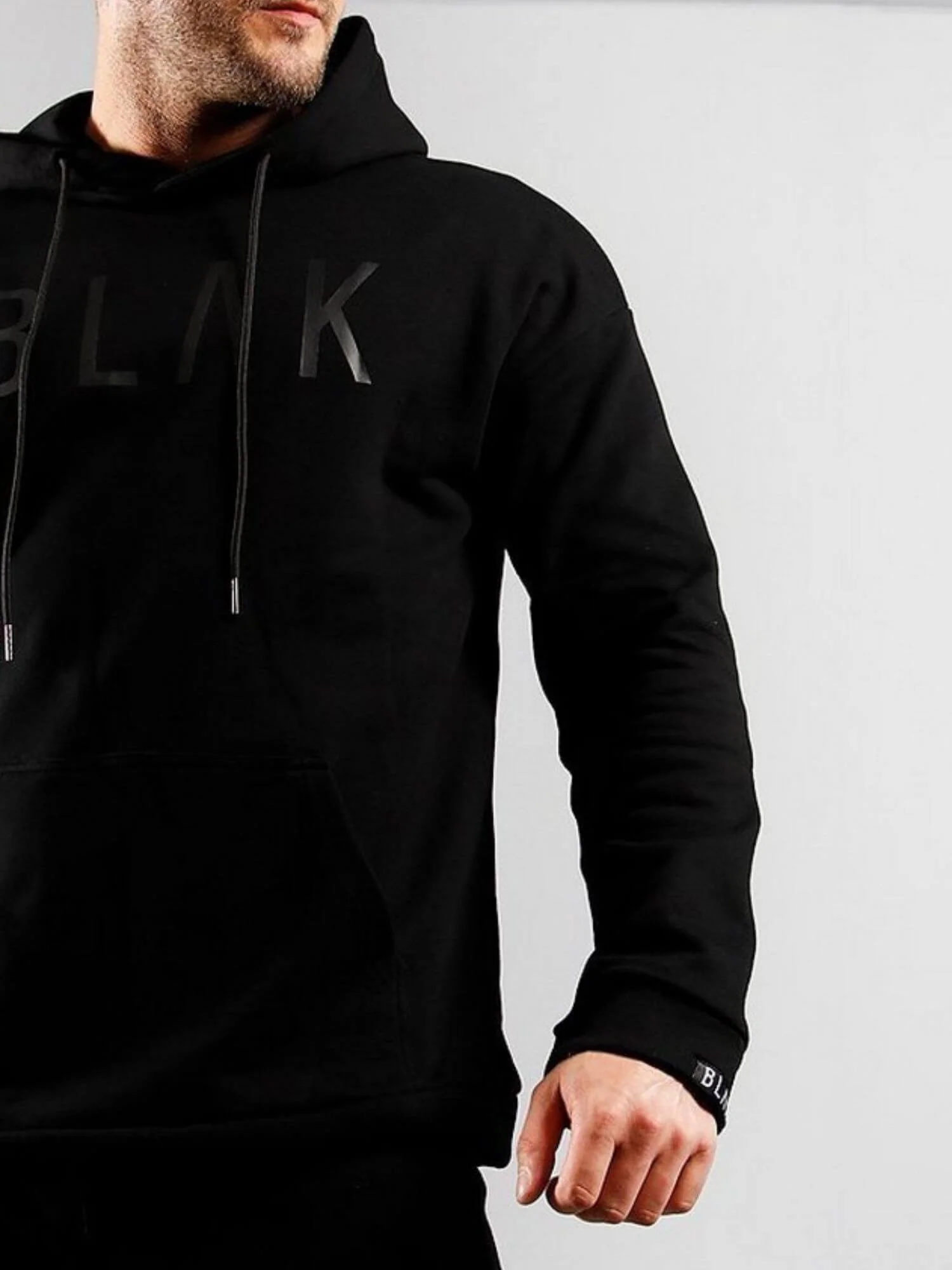 BLAK Cotton Boxy-Style Hoodie with Large Chest Logo - Image 4