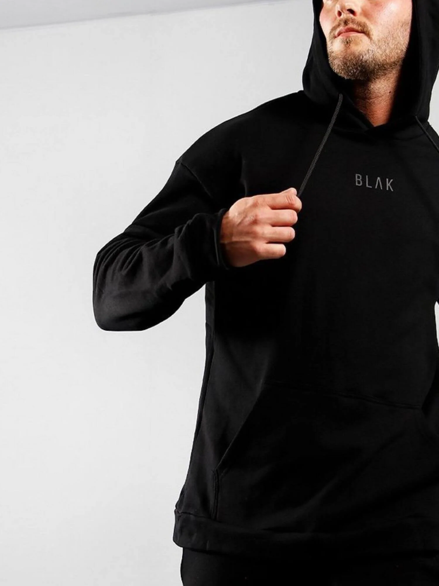 BLAK Cotton Boxy-Style Hoodie with Black Logos - Image 3