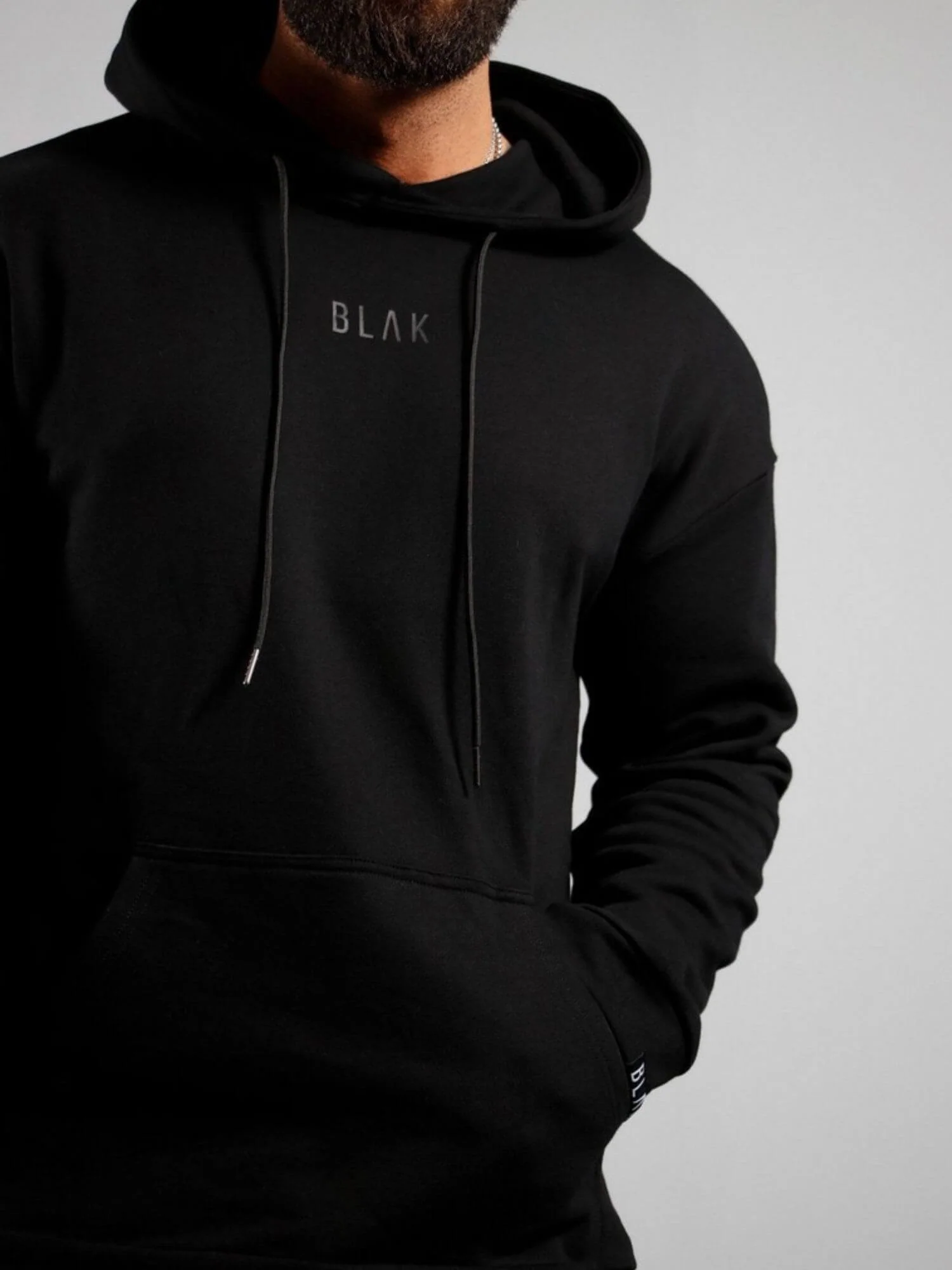 BLAK Cotton Boxy-Style Hoodie with Black Logos - Image 5