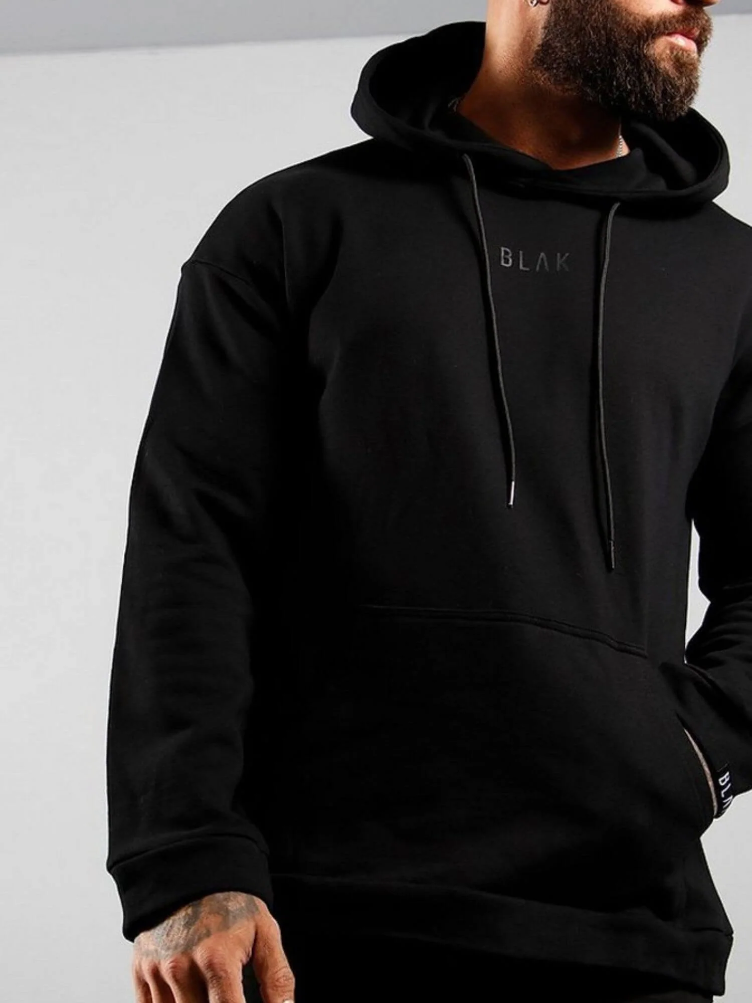 BLAK Cotton Boxy-Style Hoodie with Black Logos - Image 6