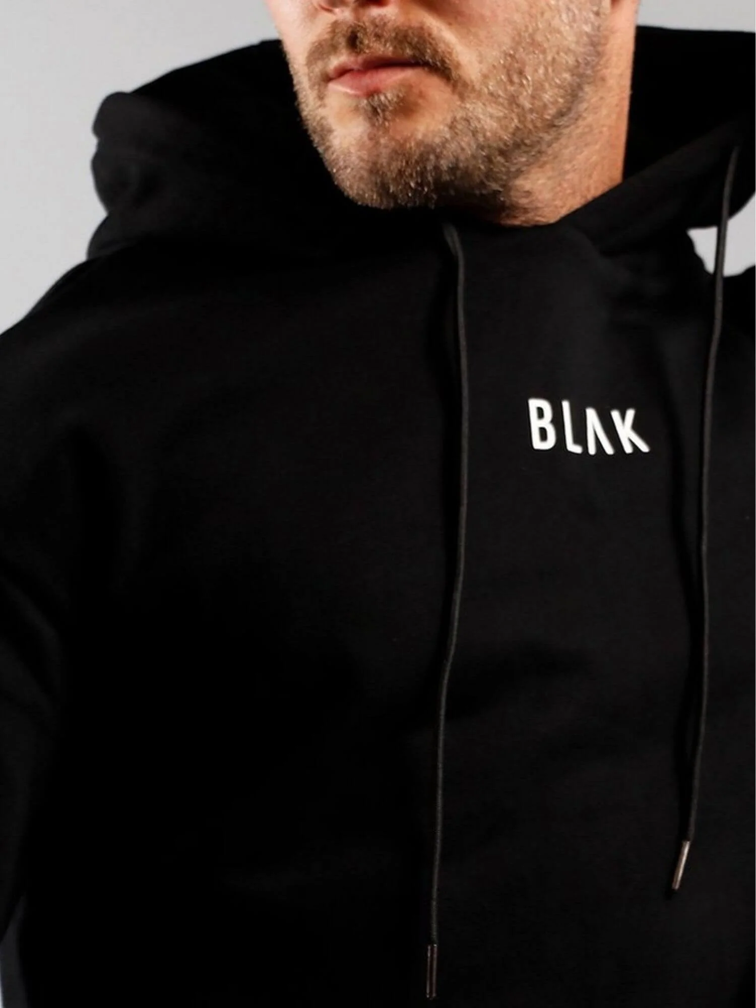 BLAK Cotton Boxy-Style Hoodie with White Logos - Image 4