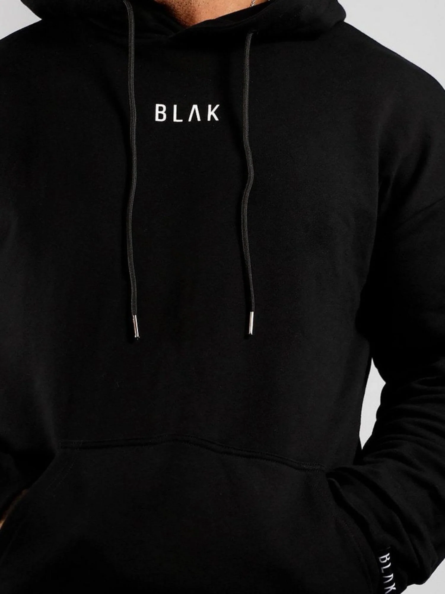 BLAK Cotton Boxy-Style Hoodie with White Logos - Image 5