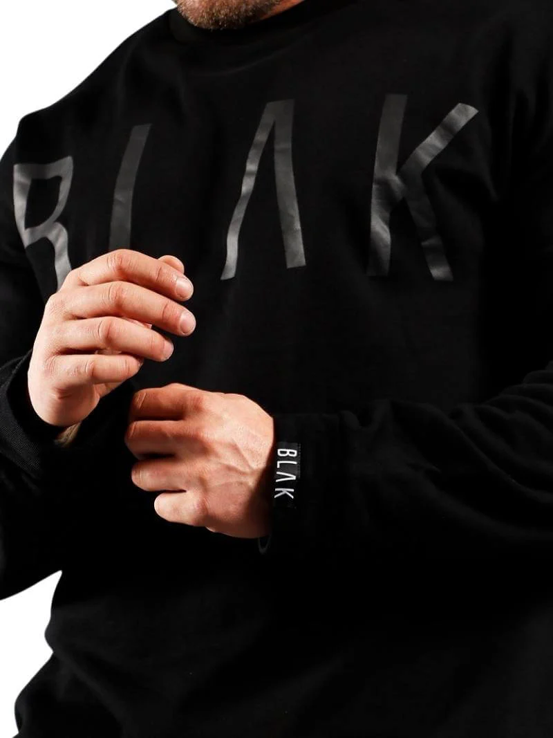BLAK Cotton Sweater with Large Logo, Oversized Boxy Fit & Rounded Neck - Image 3