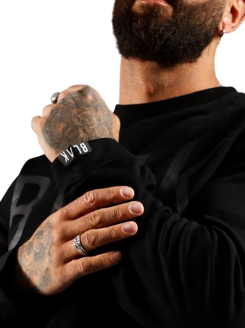 BLAK Cotton Sweater with Large Logo, Oversized Boxy Fit & Rounded Neck - Image 5