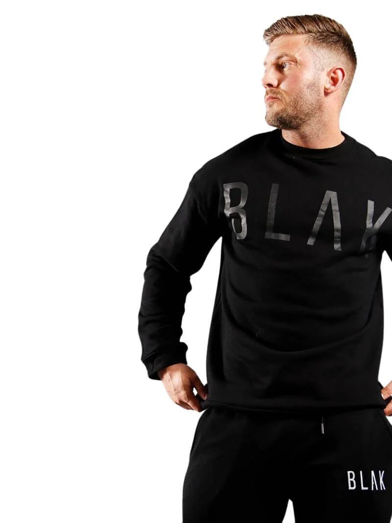 BLAK Cotton Sweater with Large Logo, Oversized Boxy Fit & Rounded Neck - Image 7