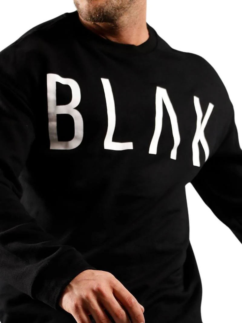 BLAK Cotton Sweater with Large Logo, Oversized Boxy Fit & Rounded Neck - Image 8