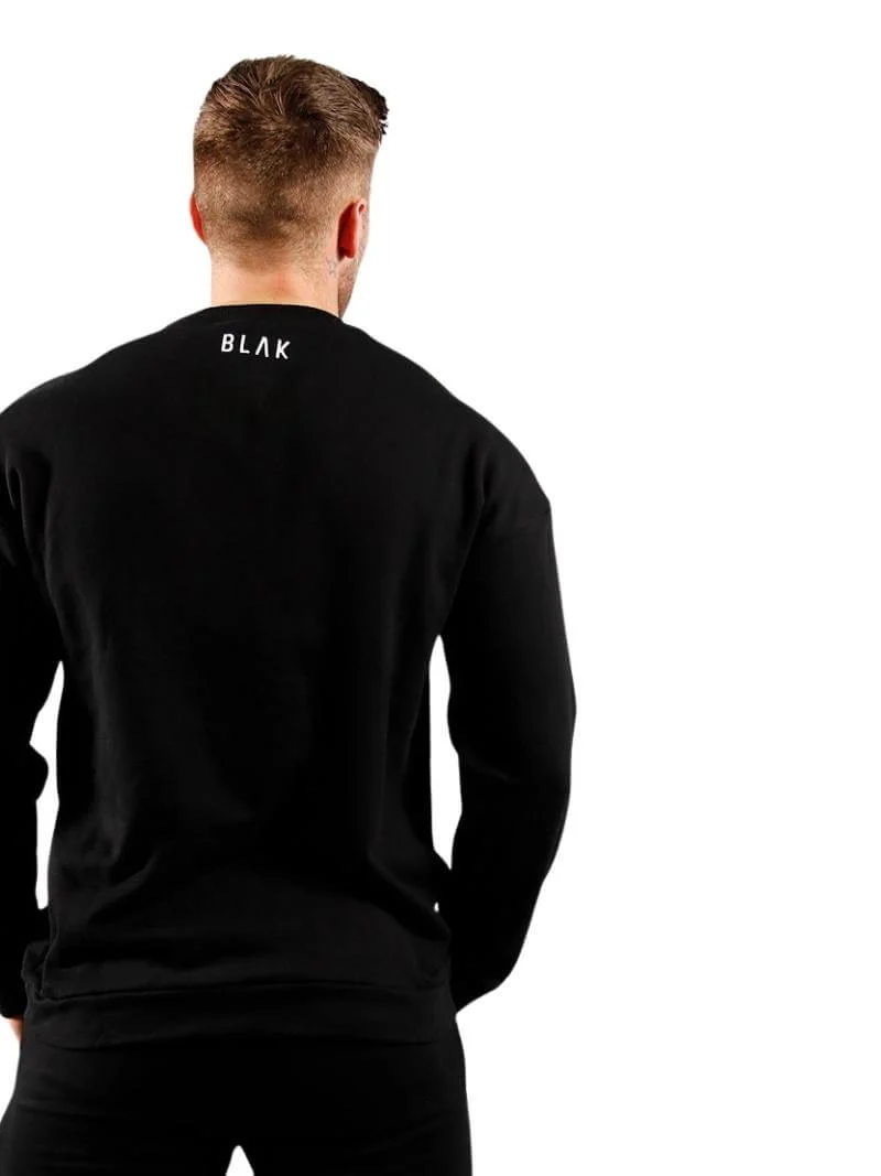 BLAK Cotton Sweater with Large Logo, Oversized Boxy Fit & Rounded Neck - Image 9