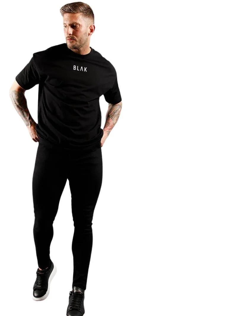BLAK Cotton T-Shirt with Large Logo, Oversized Boxy Fit & Rounded Neck - Image 10