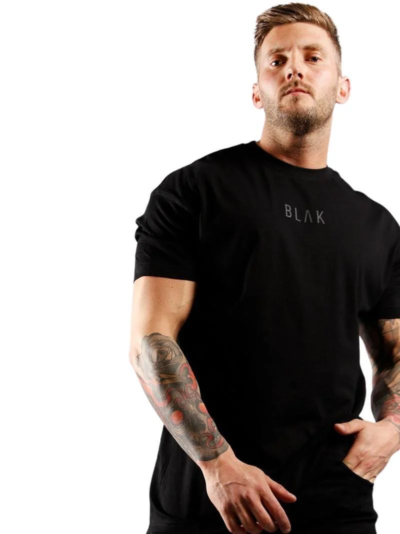 BLAK Cotton T-Shirt with Large Logo, Oversized Boxy Fit & Rounded Neck - Image 3