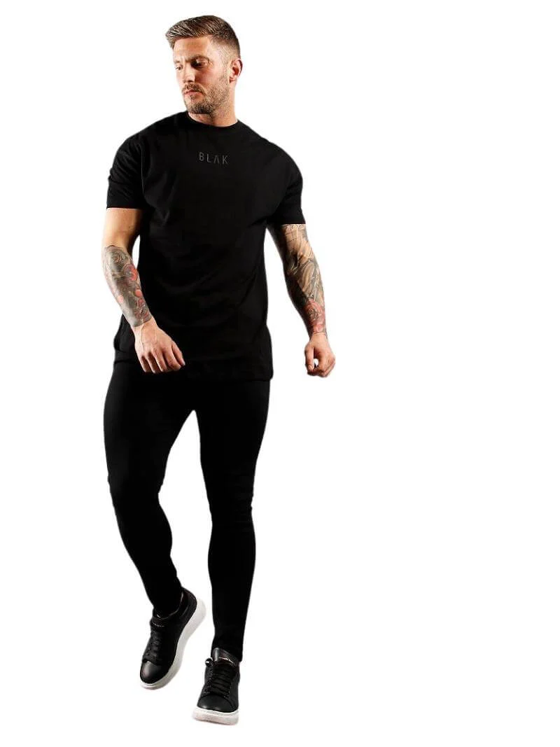 BLAK Cotton T-Shirt with Large Logo, Oversized Boxy Fit & Rounded Neck - Image 4