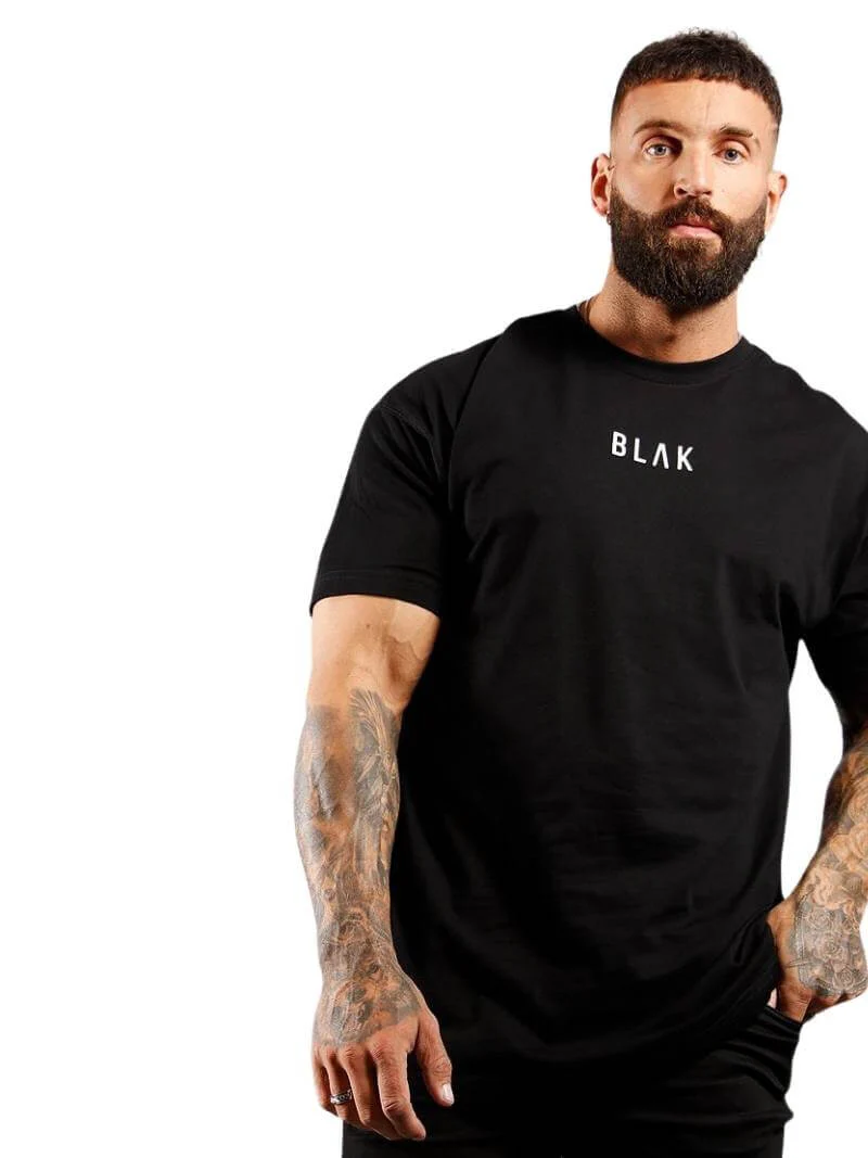 BLAK Cotton T-Shirt with Large Logo, Oversized Boxy Fit & Rounded Neck - Image 9
