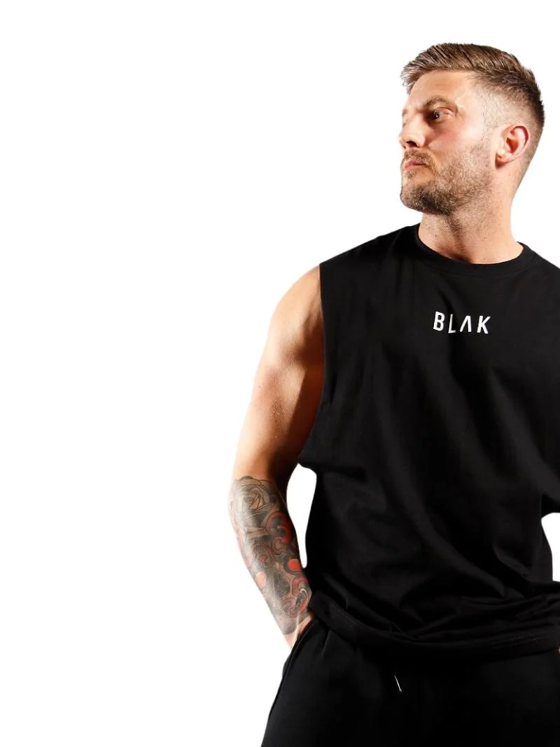 BLAK Cotton Tank Top with Oversized Boxy Fit, Drop Armholes & Rounded Neck - Image 10