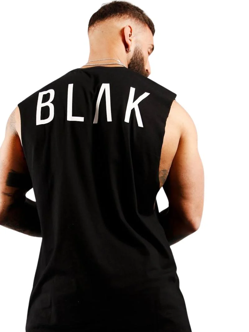 BLAK Cotton Tank Top with Oversized Boxy Fit, Drop Armholes & Rounded Neck - Image 11