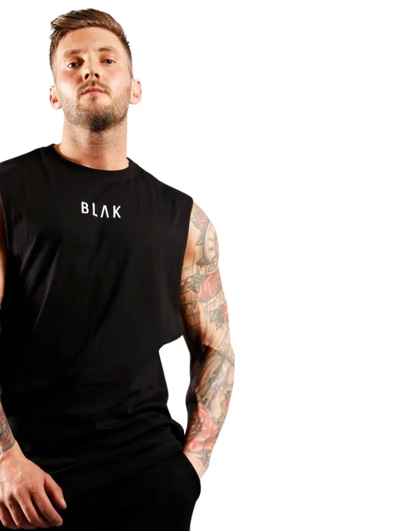 BLAK Cotton Tank Top with Oversized Boxy Fit, Drop Armholes & Rounded Neck - Image 3