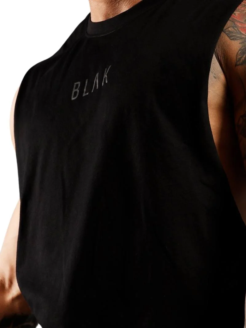 BLAK Cotton Tank Top with Oversized Boxy Fit, Drop Armholes & Rounded Neck - Image 4