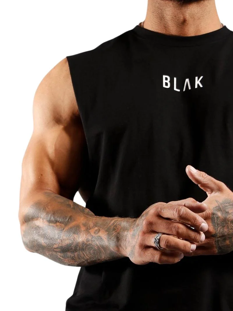 BLAK Cotton Tank Top with Oversized Boxy Fit, Drop Armholes & Rounded Neck - Image 5