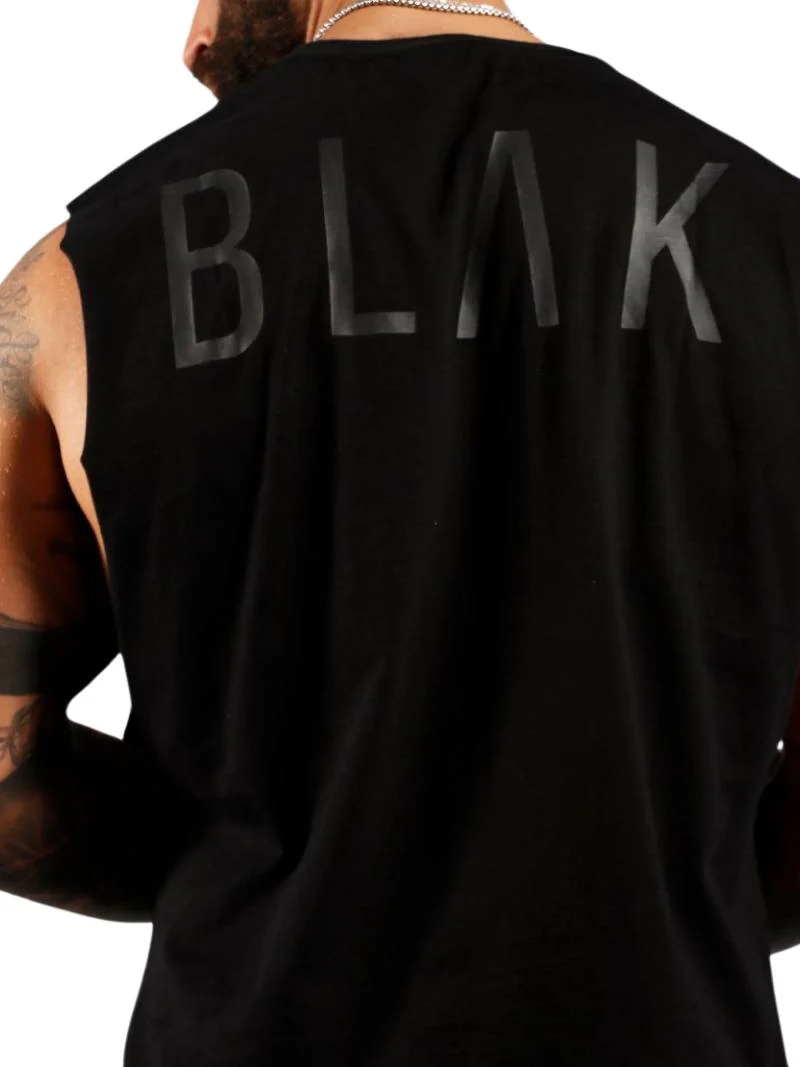 BLAK Cotton Tank Top with Oversized Boxy Fit, Drop Armholes & Rounded Neck - Image 6