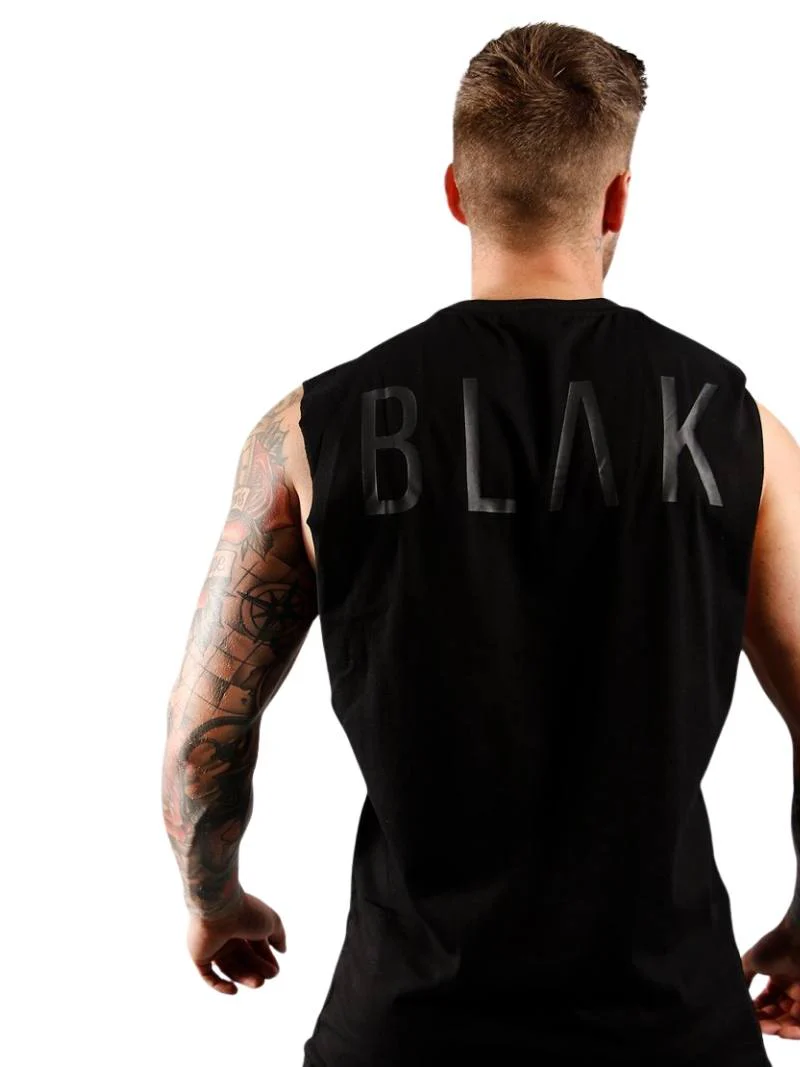 BLAK Cotton Tank Top with Oversized Boxy Fit, Drop Armholes & Rounded Neck - Image 7