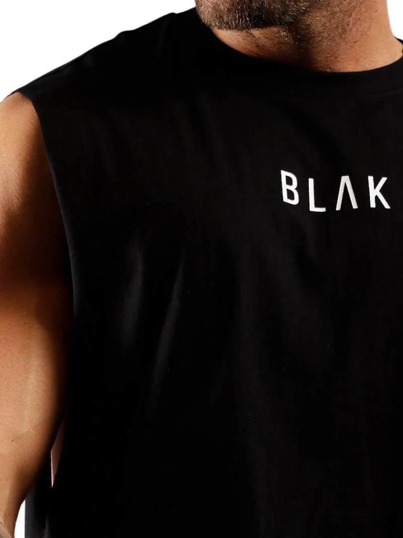 BLAK Cotton Tank Top with Oversized Boxy Fit, Drop Armholes & Rounded Neck - Image 8