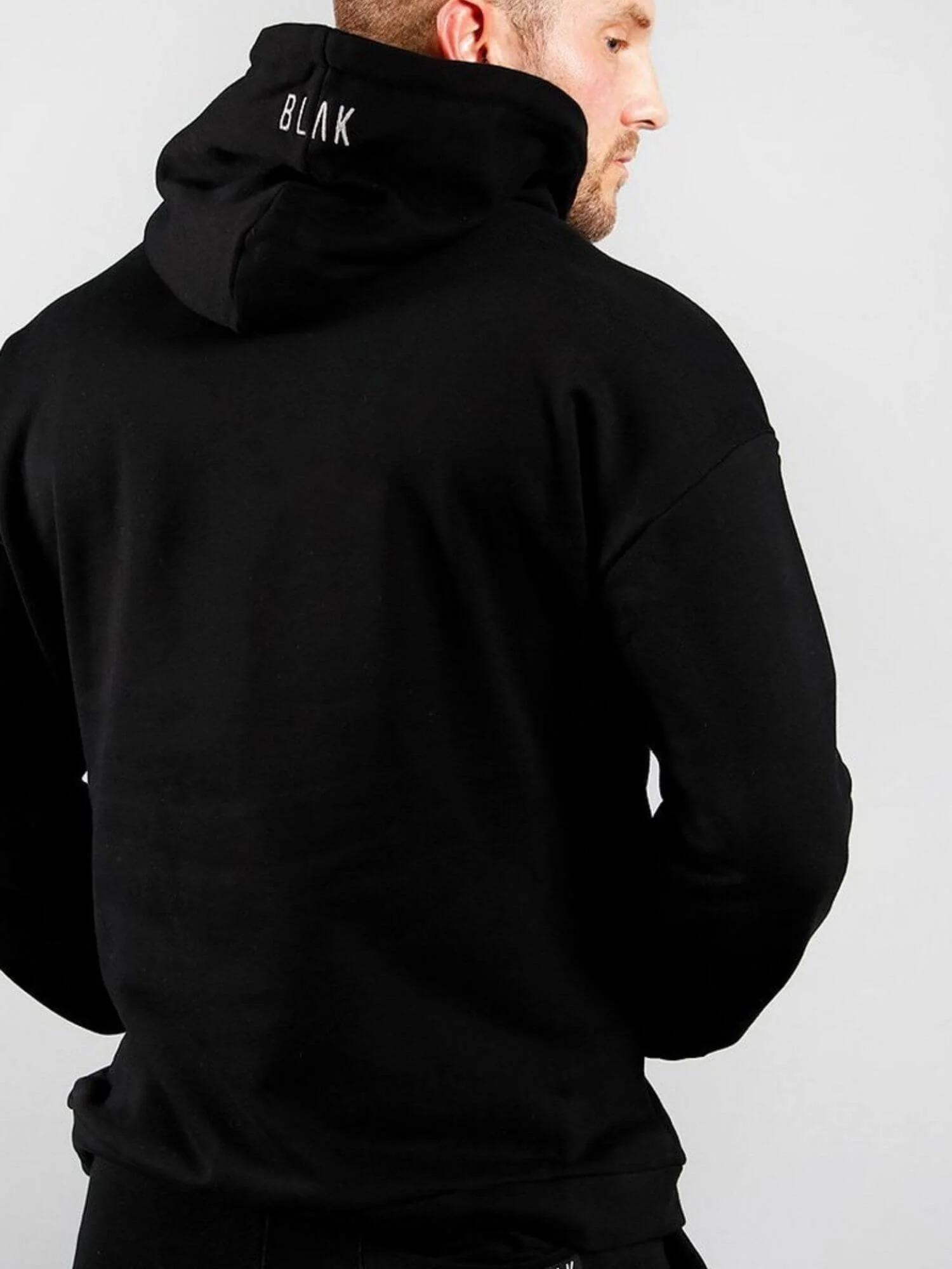 BLAK Cotton Boxy-Style Hoodie with Reflective Chest Logo - Image 2