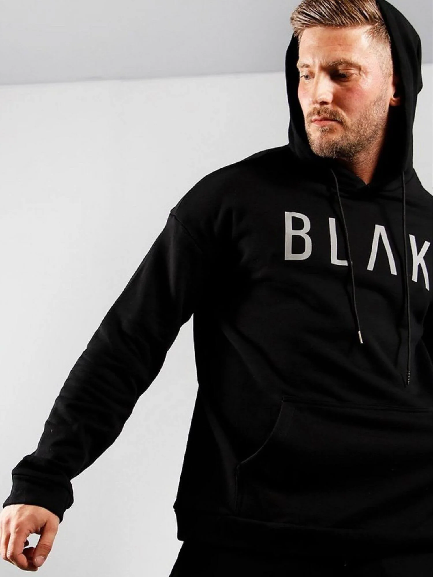 BLAK Cotton Boxy-Style Hoodie with Reflective Chest Logo - Image 3