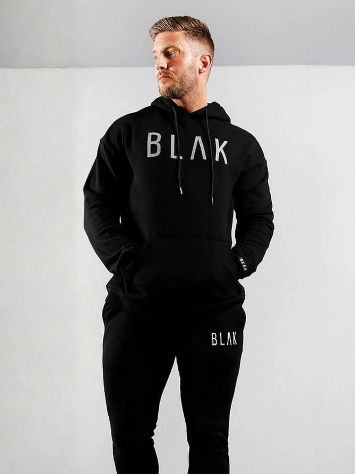 BLAK Cotton Boxy-Style Hoodie with Reflective Chest Logo - Image 4