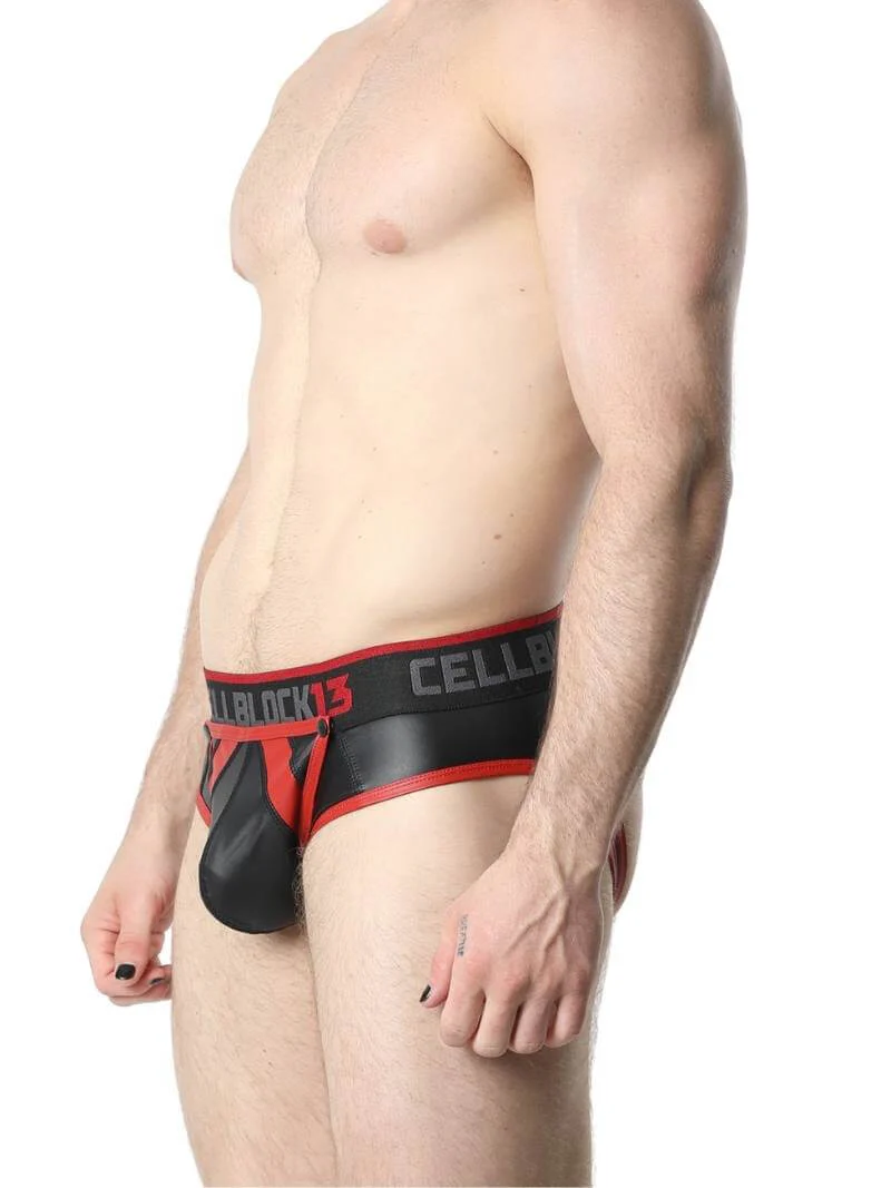 CellBlock13 Leather Look Jock Brief with Removable Pouch - Image 3