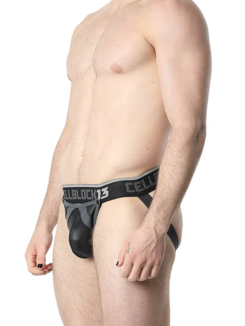 CellBlock13 Leather Look Jockstrap with Removable Pouch - Image 3