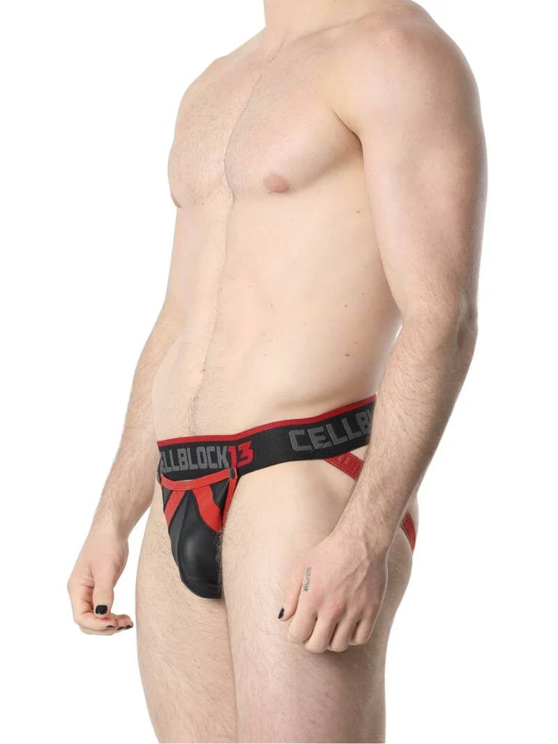 CellBlock13 Leather Look Jockstrap with Removable Pouch - Image 5