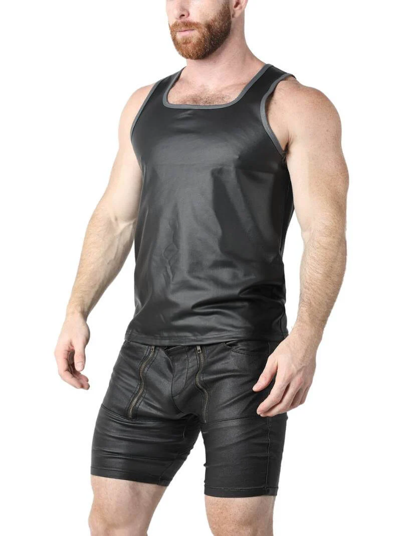 CellBlock13 Leather Look Tank Top Racerback Vest - Image 3