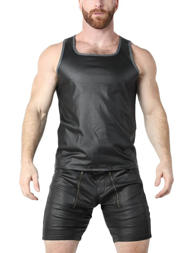 CellBlock13 Leather Look Tank Top Racerback Vest - Image 4