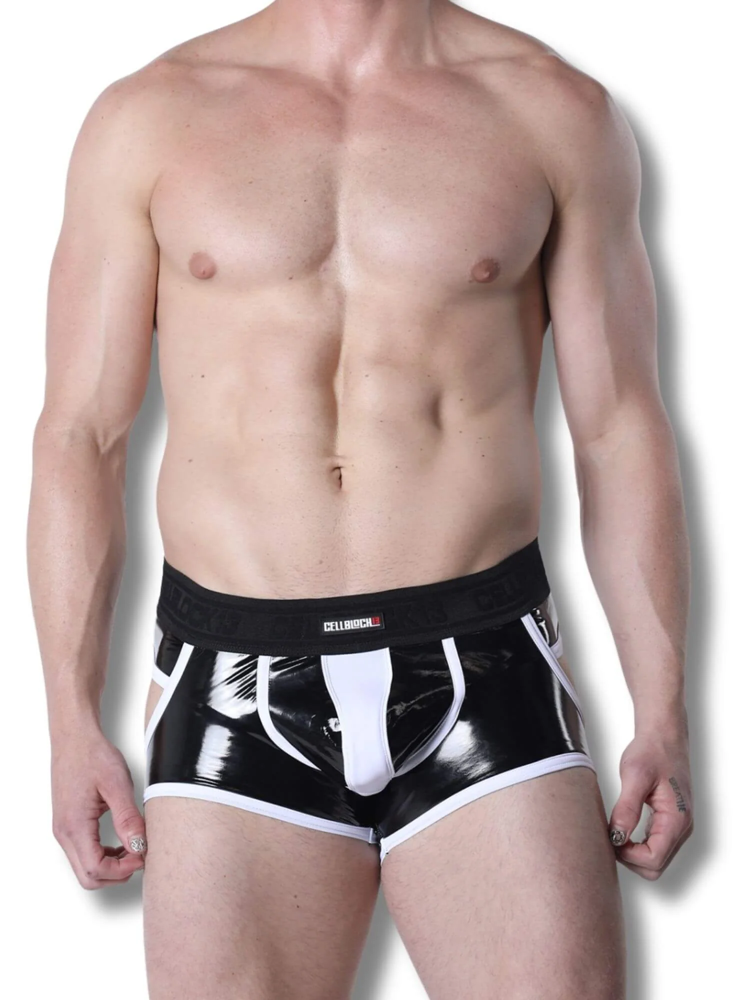 CellBlock 13 Liquid Night Jock Trunk – Men's High Shine Fetish Underwear - Image 4