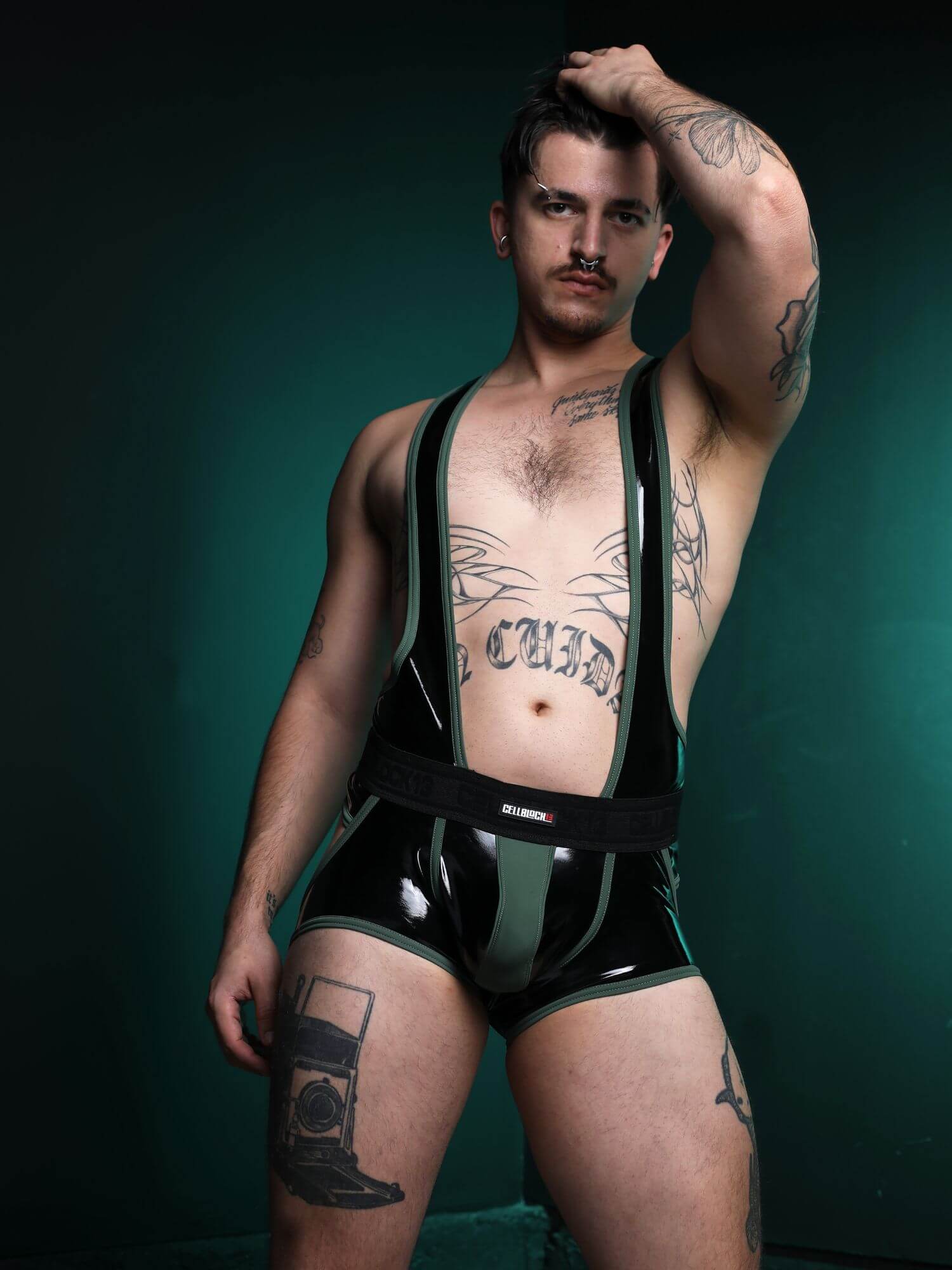 CellBlock 13 Liquid Night Singlet - Men's Latex Look Fetish One-Piece - Image 3