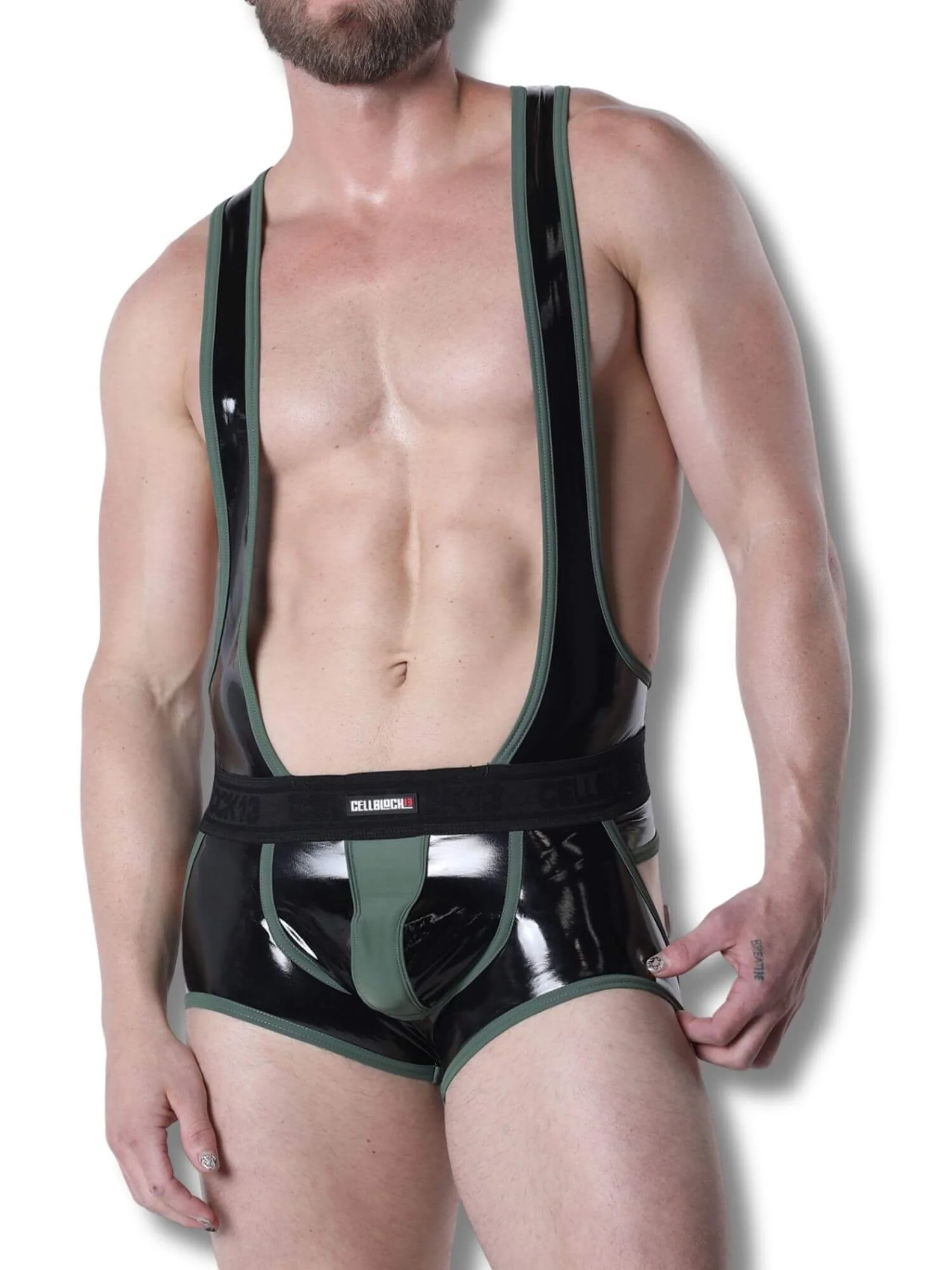 CellBlock 13 Liquid Night Singlet - Men's Latex Look Fetish One-Piece - Image 6