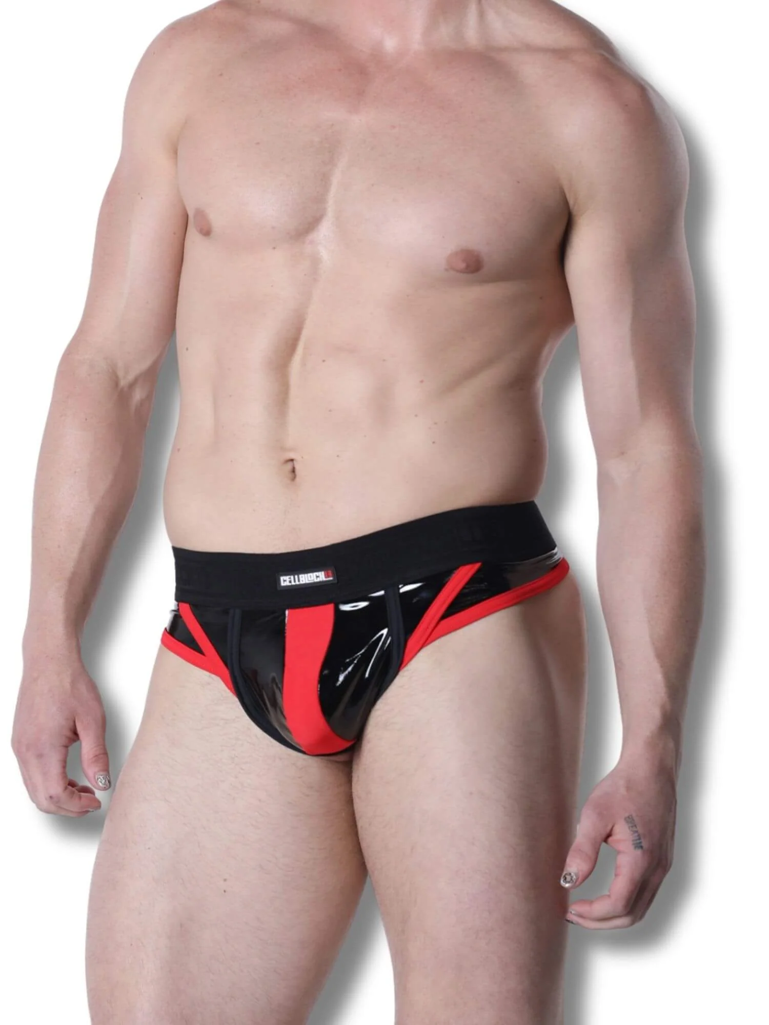 CellBlock 13 Liquid Night Latex Look Thong – Men's High Gloss Fetish Underwear - Image 11