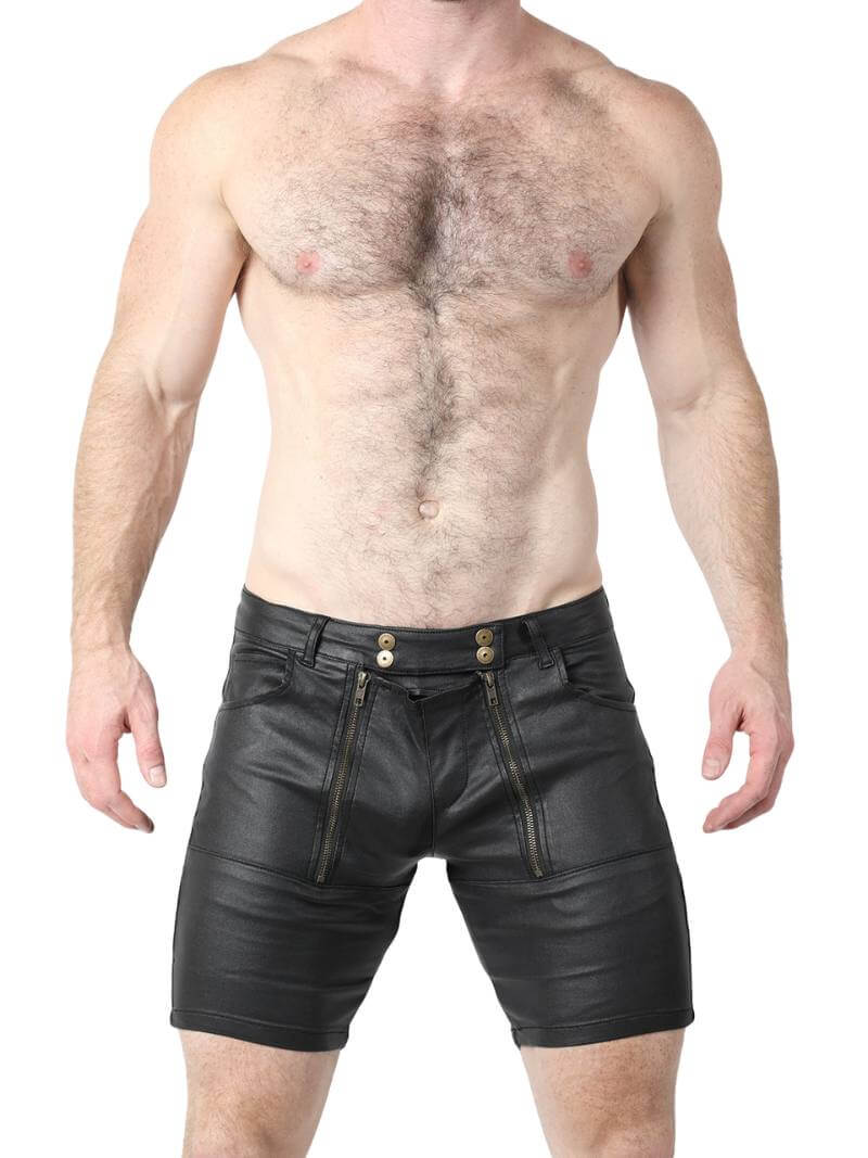 CellBlock 13 Slick Carpenter Waxed Denim Zipper Shorts - Image 5