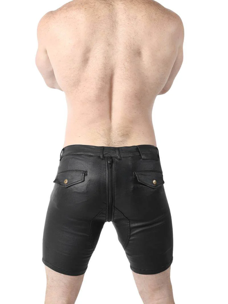CellBlock 13 Slick Carpenter Waxed Denim Zipper Shorts - Image 6