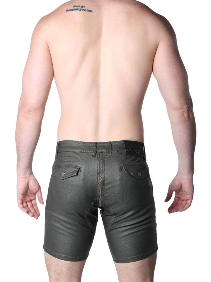 CellBlock 13 Slick Carpenter Waxed Denim Zipper Shorts - Image 8