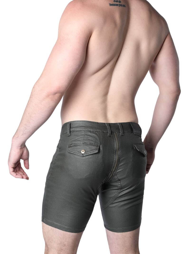 CellBlock 13 Slick Carpenter Waxed Denim Zipper Shorts - Image 9