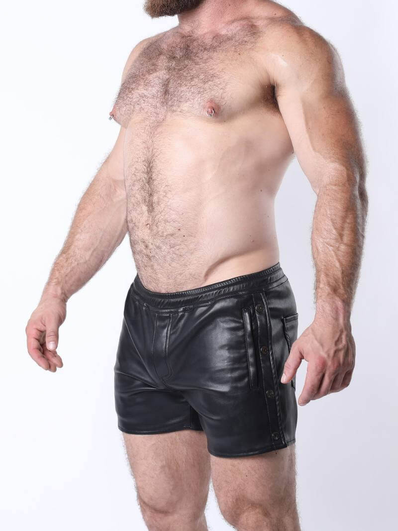 CellBlock13 Void Vegan Leather Short with Buttoned Snap Off Sides - Image 3